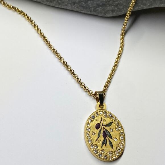NEW Olive Branch & Rhinestone Layering Necklace - Picture 3 of 16